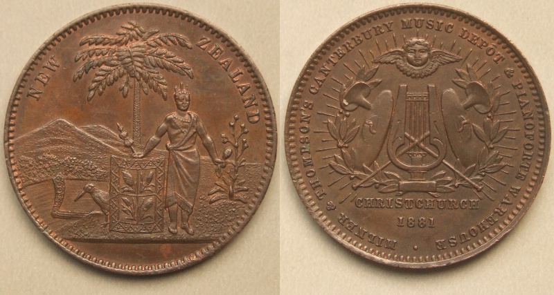 New Zealand, Christchurch Milner & Thompson's 1881 penny token